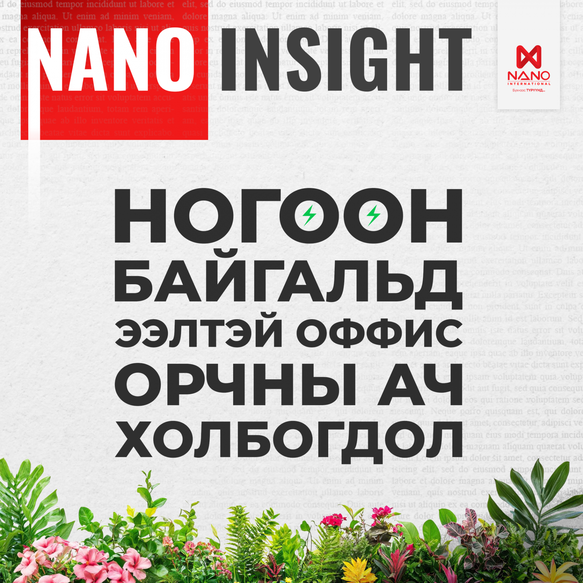 НОГООН, БАЙГАЛЬД ЭЭЛТЭЙ ОФФИС ОРЧНЫ АЧ ХОЛБОГДОЛ