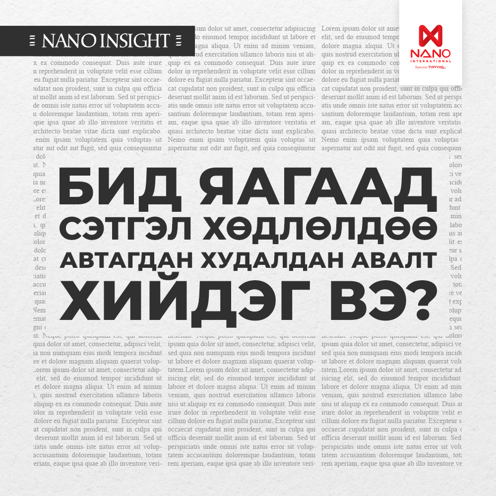 “NANO INSIGHT” БУЛАНГ ТАНИЛЦУУЛЖ БАЙНА